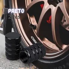 kit 2 Tampinha Tampas Válvula Pneu Bico Metal Alumínio Carro Biquinho Moto, Preto Bicicleta Black PT
