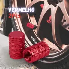 kit 2 Tampinha Tampas Da Válvula Pneu Bico Metal Alumínio Carro Biquinho Moto, Bicicleta Vermelho VM