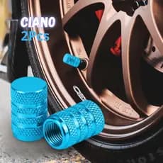 kit 2 Tampinha Tampas Válvula Pneu Bico Metal Alumínio Carro Biquinho, Moto, Ciano Bicicleta Azul AZ