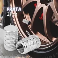 kit 2 Tampinha Tampas Da Válvula Pneu Bico de Metal Alumínio Carro Biquinho, Moto Bicicleta Prata PR