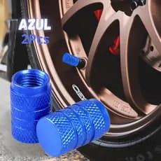 kit 2 Tampinha Tampas Da Válvula De Pneu Bico Metal Alumínio Carro Biquinho, Moto, Bicicleta Azul AZ