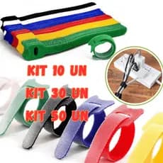 Kit 10 UN /30 UN/50 UN Organizador de Cabos e Fios Abraçadeira Multiuso Prendedor Reutilizável Cores