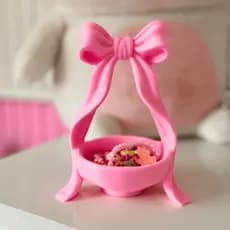 Porta Joias 3D Laço Rosa Porta Anel Brinco Organizador Decorativo Penteadeira Quarto Menina Presente