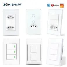 zemismart Tuya Interruptor De Luz/Soquete De Parede Com , Botão Inteligente Siri Alexa Google Home Controle De Voz Zigbe