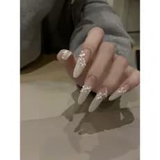 Unhas Postiças Decoradas Unhas De Gel Arte De Unhas Esculpida Unhas Para Casamento Com Flores Artesanais