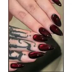 Unhas Postiças Decoradas Artesanais Olho De Gato Vermelho Y2k