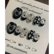 unhas postiças decoradas com base brilhantes unhas curtas com 3D desenho