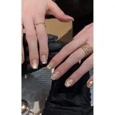 Unhas Postiças Decoradas Unhas Douradas Com Detalhes Alta Qualidade Brilhantes