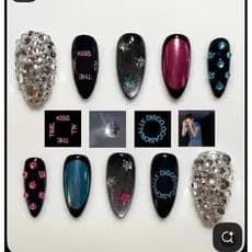 Unhas Postiças Decoradas Artesanais Discos Harry Style