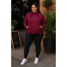 Jaqueta Feminina Forrada G1 G2 G3 Corta Vento Plus Size Academia Caminhada Secagem Rápida