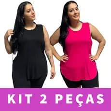 KIT 2 Regata Plus Size Feminina Tapabumbum Nadador Fitness Academia Viscolycra