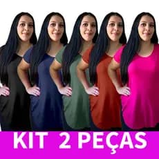 KIT 2 Blusas Tapa BumBum  Plus size de Viscolycra Fitness