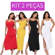 Kit 2 Vestidos longos Costas Nua de Viscolycra Trançado