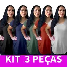 Kit 3 Blusas Tapa Bumbum Plus Size de Viscolycra Fitness