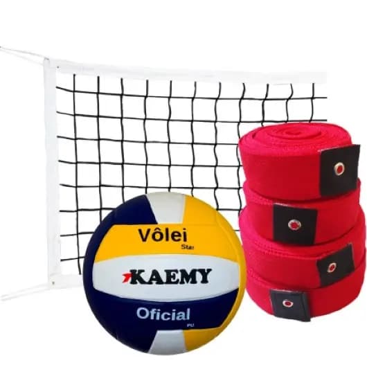 Kit Faixa Vôlei, Bola Vôlei e Rede 9 Metros 4 Lonas