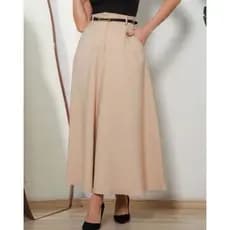 Saia Longa Feminina Alfaiataria Moda Evangélica Casual Básica Inverno Cintura Alta Elegante Tendência