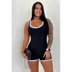 Macacão Feminino Fitness Bicolor Tendência Macaquinho