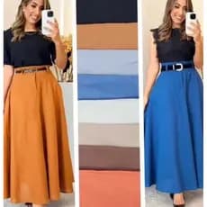 SAIA RODADA LONGA FEMININA ALFAIATARIA MODA EVANGÉLICA CASUAL BÁSICA INVERNO CINTURA ALTA ELEGANTE TENDÊNCIA