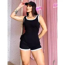 Macacão Feminino Fitness Bicolor Tendência Macaquinho
