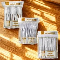50 Talheres Plástico Kit Aniversário Bolo Churrasco Restaurante