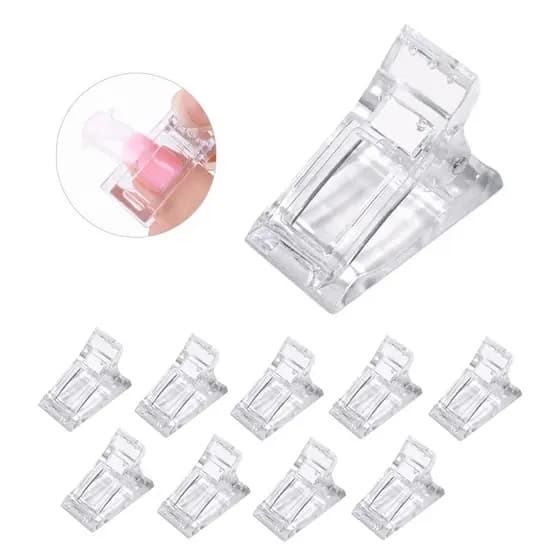 kit de 10 Manicure perfeita com Clipe de retenção do molde de pregos, fixação segura para unhas de extensão