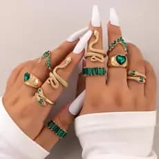 Conjunto de 5 peças Novo Estilo Retro Fashion Metal Snake Ring com Diamantes Várias Cores Disponíveis