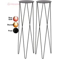 2 Vaso Suporte Tripé Plantas Chão Table Grande 80cm Alto