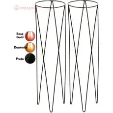 2 Vaso Suporte Tripé Plantas Chão Grande 80cm Alto