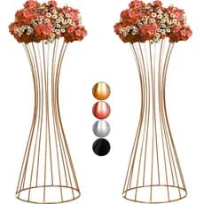 2 Vaso Dourado Cintura 60cm Armação Porta arranjo Decoração de Festa Alto