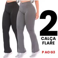 KIT 2 Calça Legging Flare Bailarina Levanta Bumbum Boca de Sino Cintura Alta Feminina