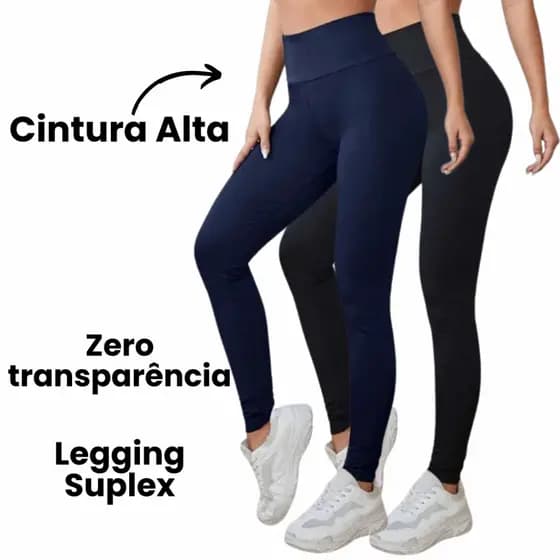Calça Legging Feminina Suplex Preta ou Azul Marinho Grossa Lisa Dia A Dia P ao GG