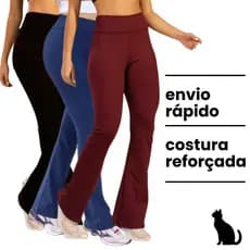 Calça Legging Flare Bailarina Suplex Cintura Alta Vermelho Escuro Azul Marinho Modela Bumbum Feminina Zero Transparência