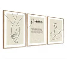 Quadro Decorativo Coríntios 13 4-7 Amor Biblico 3 peças Salas Quartos Cozinhs e Escritorios Igrejas