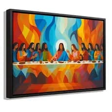 Quadro Decorativo Grande 112x80 A Última Ceia Religioso Fé Sala Quarto Escritório Cristão Decoração
