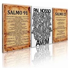 Kit Quadros Decorativos Salmo 23 Pai Nosso Religioso Fé Bíblia Versículos Sala Quarto Cristão