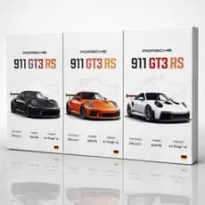 Quadro decorativo Porsche Carrera Gt3 Esportiva Modernas 3 peças Sala Quarto Cozinha e Escritório