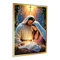 Quadro Decorativo Sagrada Família Nascimento Jesus Natal Religioso Fé Sala Presépio Decoração