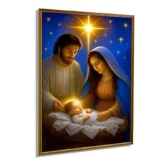 Quadro Decorativo Sagrada Família Nascimento Natal Religioso Fé Sala Quarto Presépio Decoração