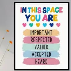 Quadro Decorativo Afirmações Positivas Inclusão Respeito Terapia Empoderamento Sala Hall Decoração