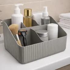 Porta Organizador de Banheiro Com Divisórias Maquiagem Cosméticos Multiuso 20cm x 15cm x 9cm
