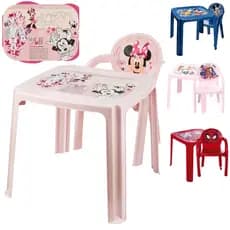Kit Mesinha Infantil com Cadeira Menino Menina Mesa Estudo Lanche Mickey Princesa Homem Aranha
