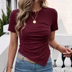 blusa feminina drapeada camiseta basica blusinha asimetrica moda gringa