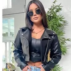 Jaqueta De Couro Feminina Com Ziper Inverno Elegante jaqueta fake inverno