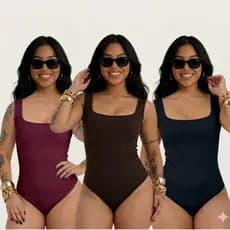 Body Regata Decote Quadrado Feminino  suplex Forro Duplo inverno suplex Premium Tendência