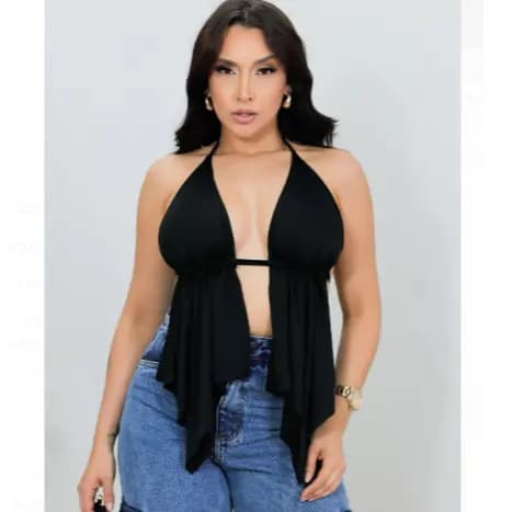 Top Malibu cropped bata Blusinha feminina Babado com bojo tentencia boho