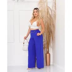 Calça pantalona feminina calca duma com corrente  fashion