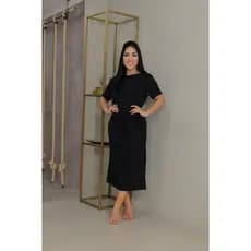 Vestido feminino longo vestido fenda laterais e amarração tecido visco lycra tendência