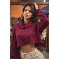 Cropped Lanzinha feminino manga longa  Blusa cacharrel  lanzinha  frio Inverno
