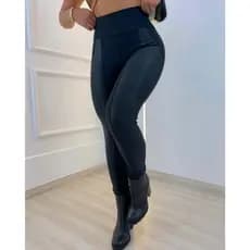 Calça  Feminina Legging Montaria  Preta Calça cintura alta flanelada  de Frio  Coleção  Inverno