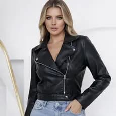 Jaqueta feminina em couro sintético estilosa ideal para dia e noite elegante chic